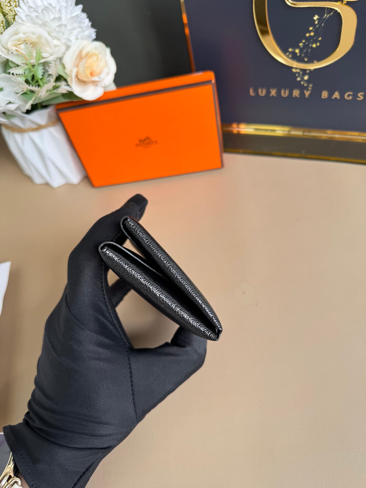 Brandnew HERMES Calvi Duo Compact card holder