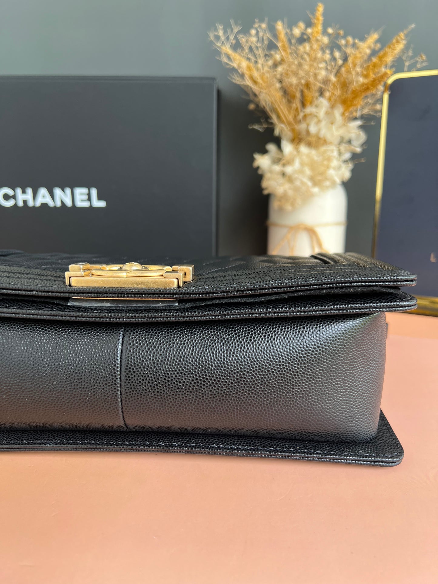 CHANEL LE BOY OLD MEDIUM CAVIAR GHW