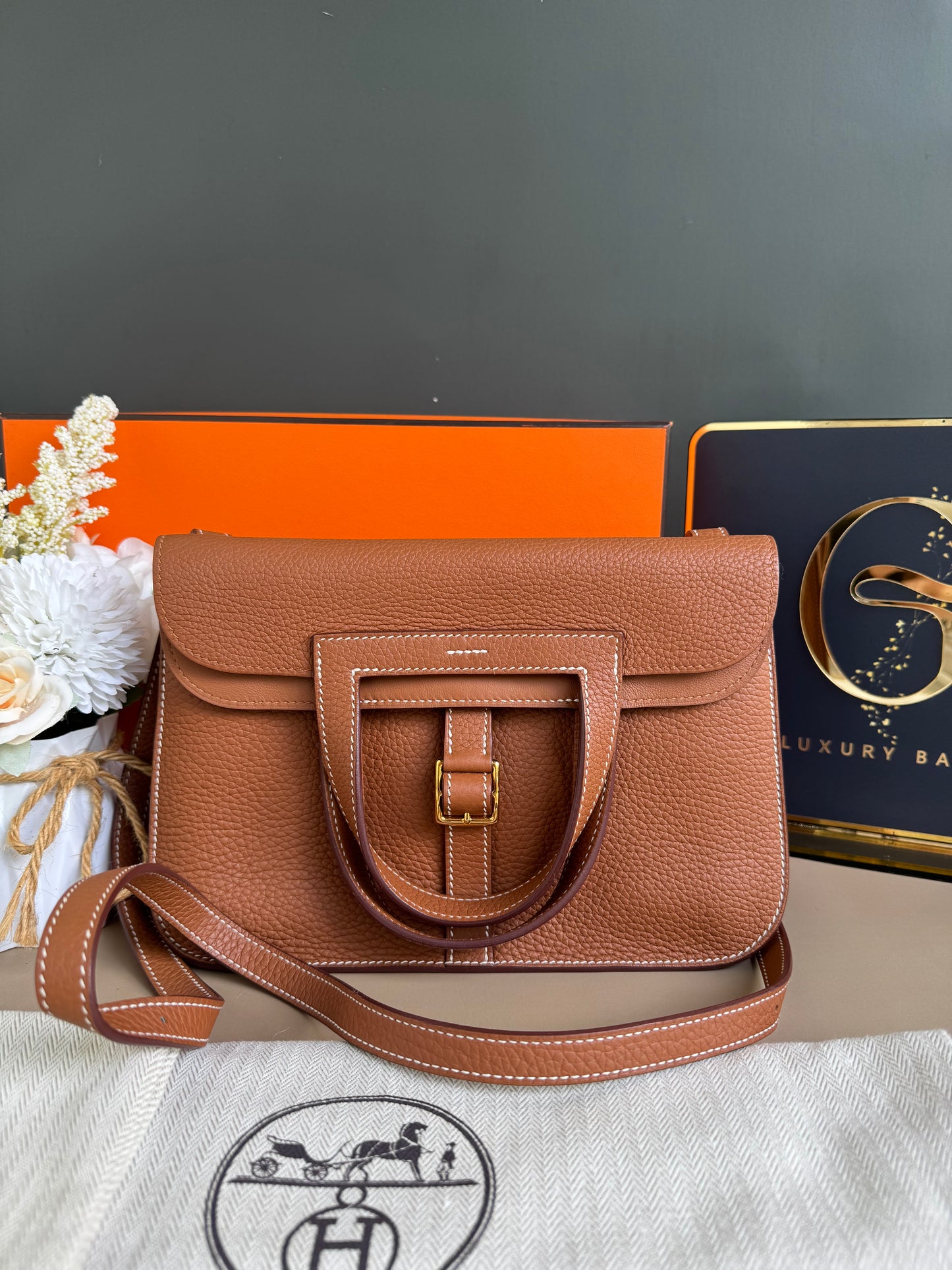 HERMES HALZAN 25 GOLD ON GHW