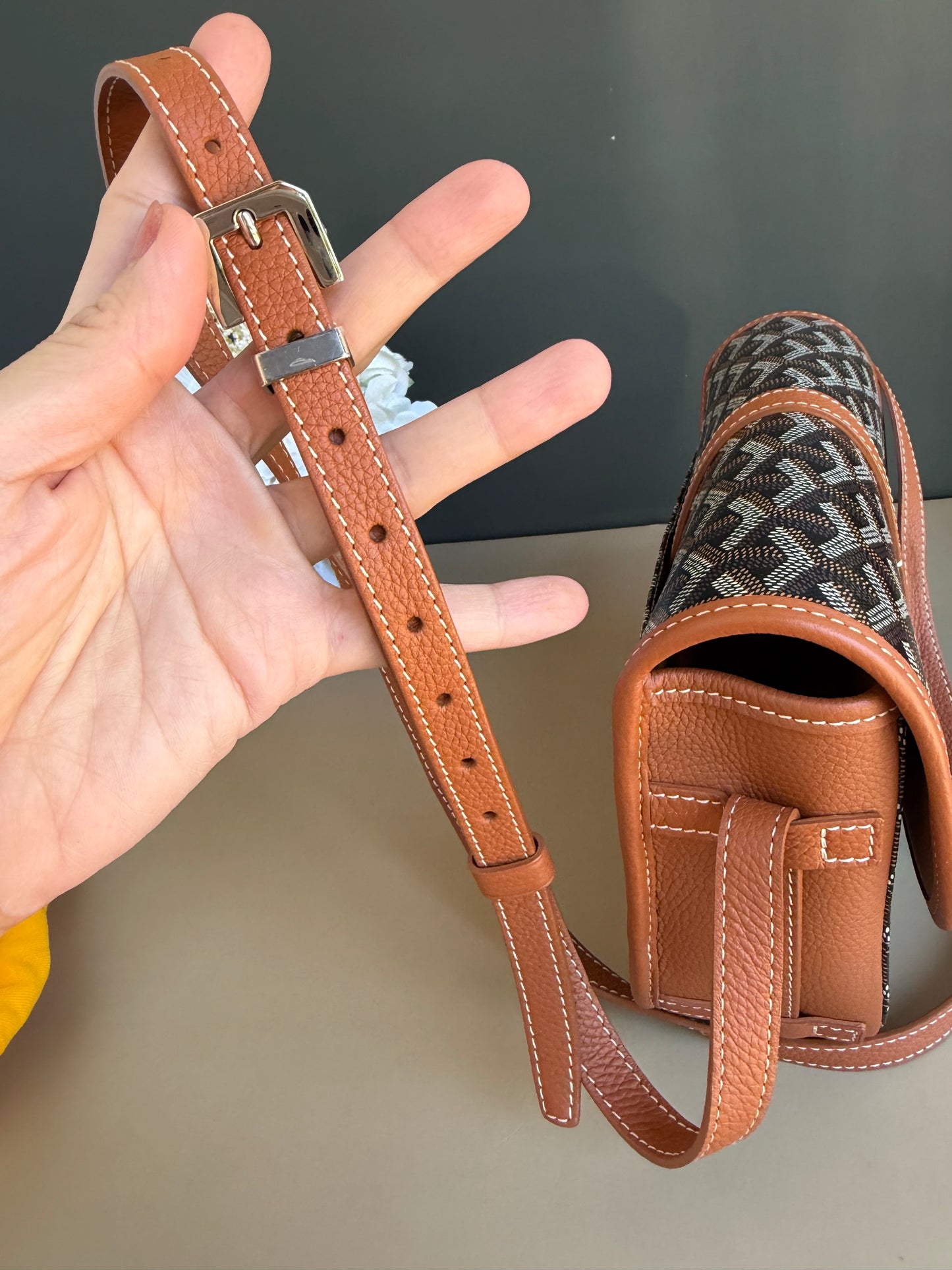 GOYARD BELVEDERE PM TAN/BLACK