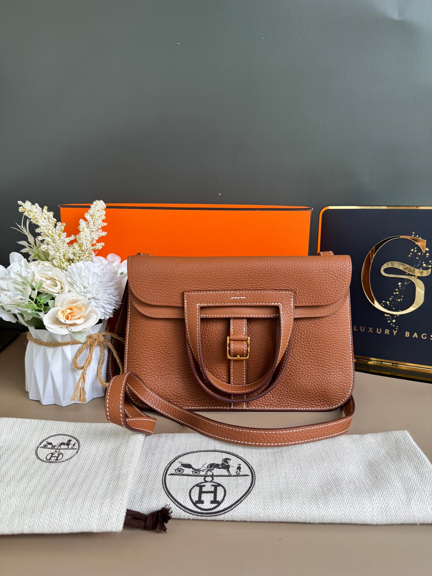 HERMES HALZAN 25 GOLD ON GHW