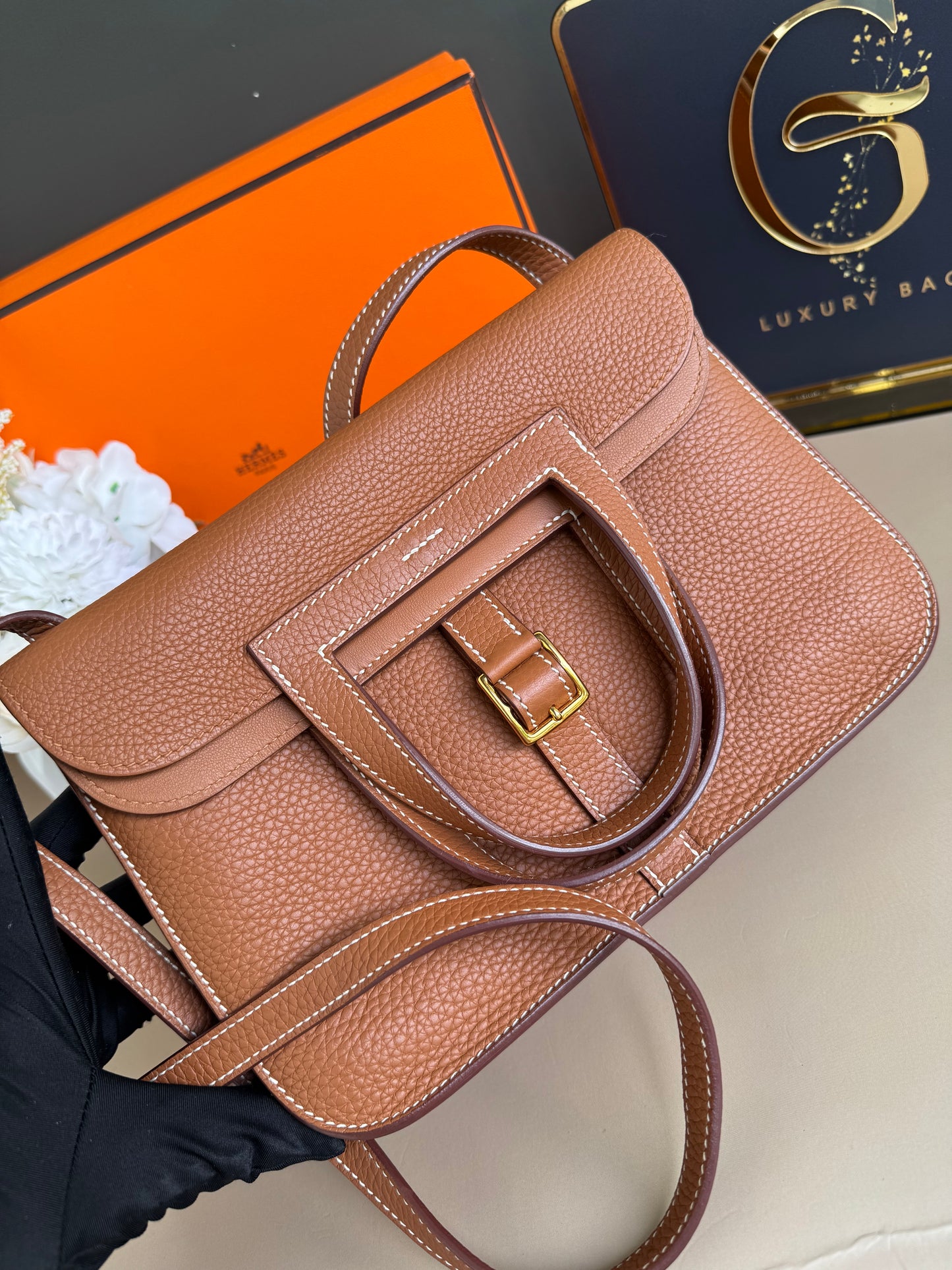 HERMES HALZAN 25 GOLD ON GHW