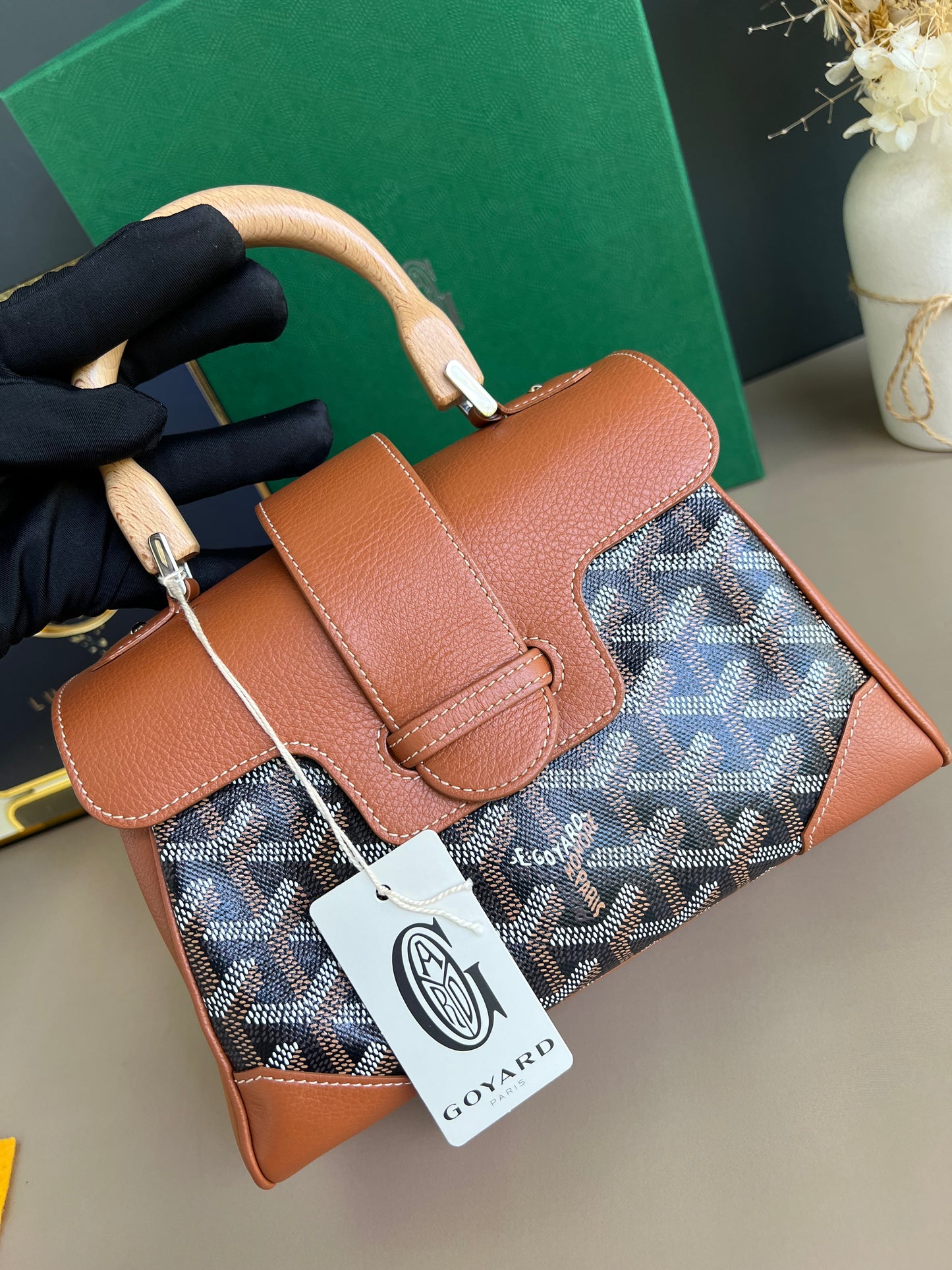 GOYARD MINI SAIGON TAN/BLACK