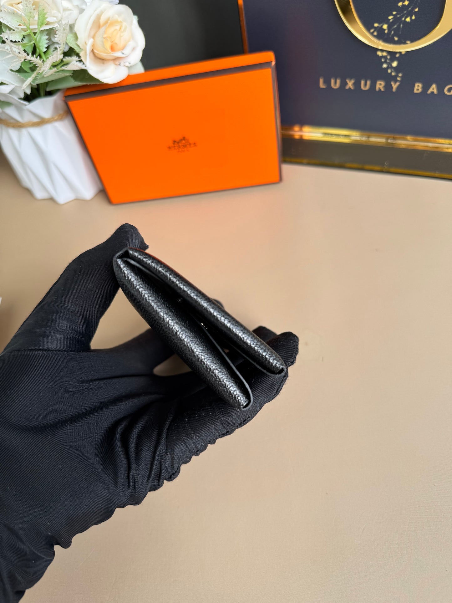 Brandnew HERMES Calvi Duo Compact card holder