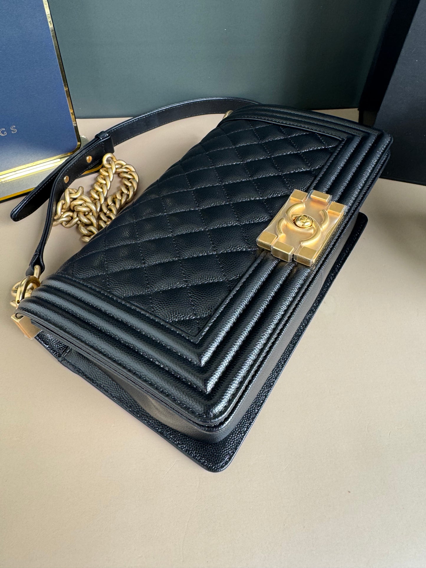 CHANEL LE BOY OLD MEDIUM CAVIAR