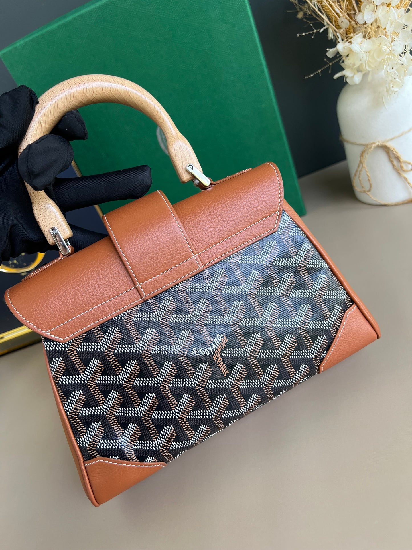 GOYARD MINI SAIGON TAN/BLACK