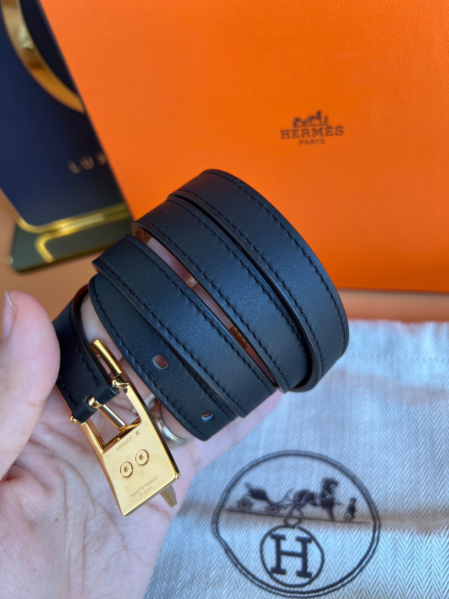 HERMES LUCKY 15 REVERSIBLE BELT