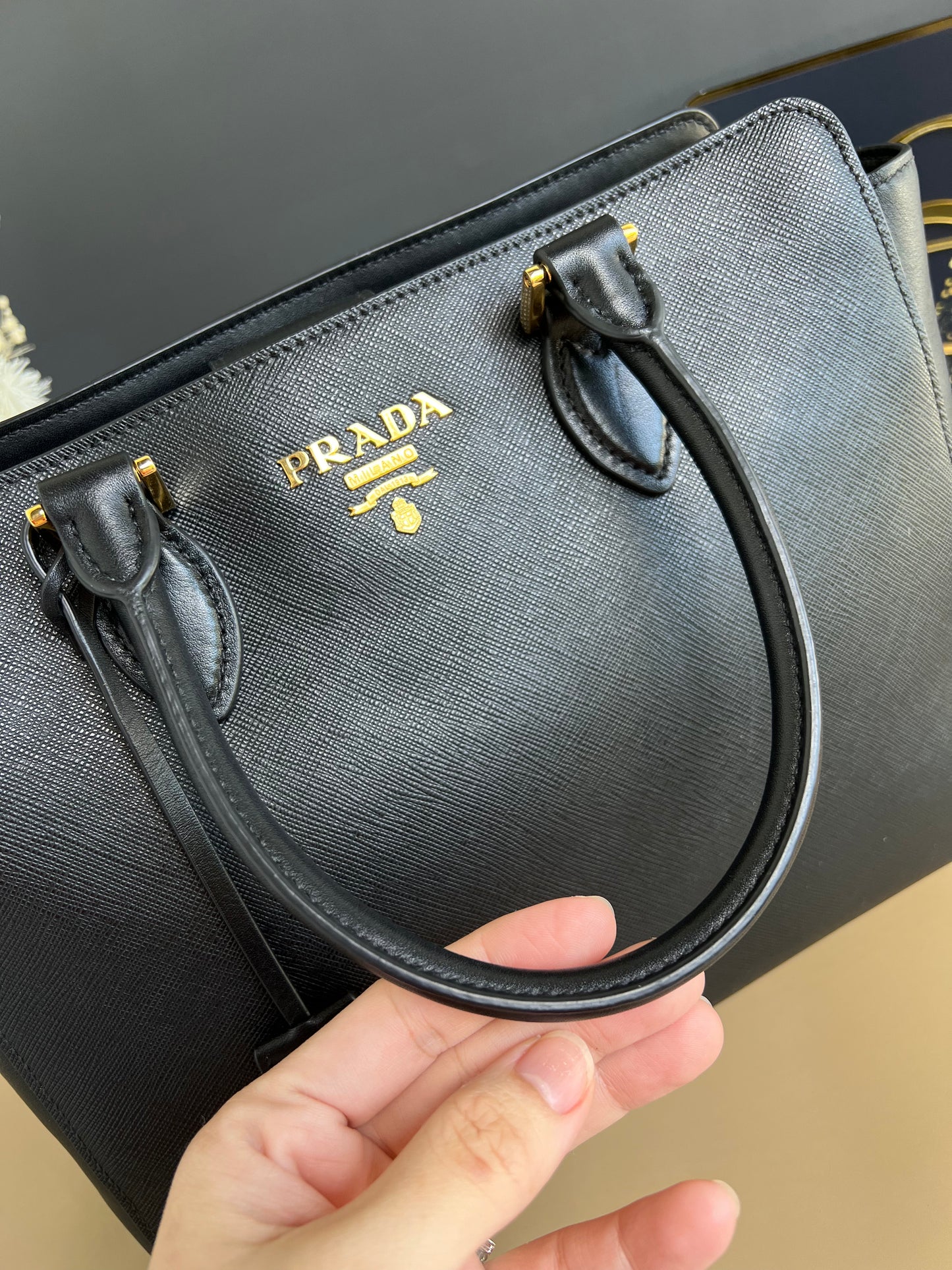 PRADA 1BA189 SAFFIANO+ SOFT CALF