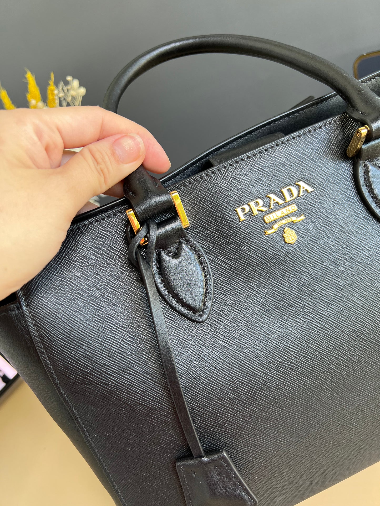 PRADA 1BA189 SAFFIANO+ SOFT CALF