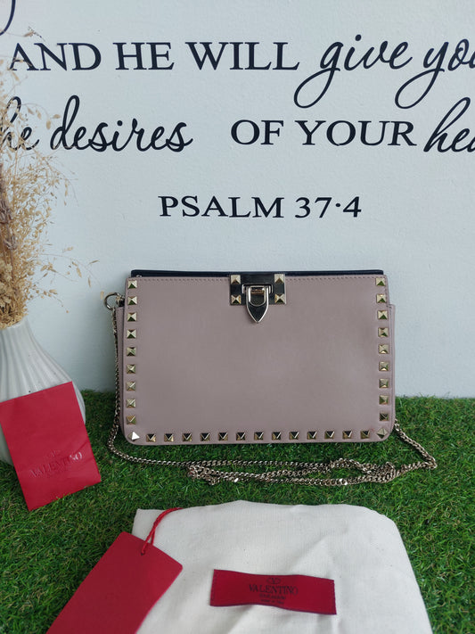Valentino Rockstud Calfskin Clutch