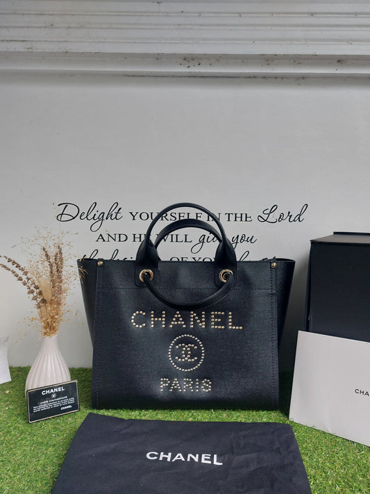 Chanel Small Studded Deauville Tote