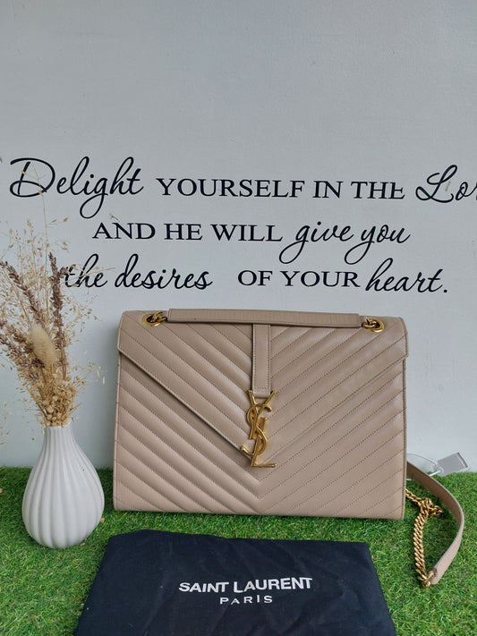 YSL Large Envelope Nude GHW