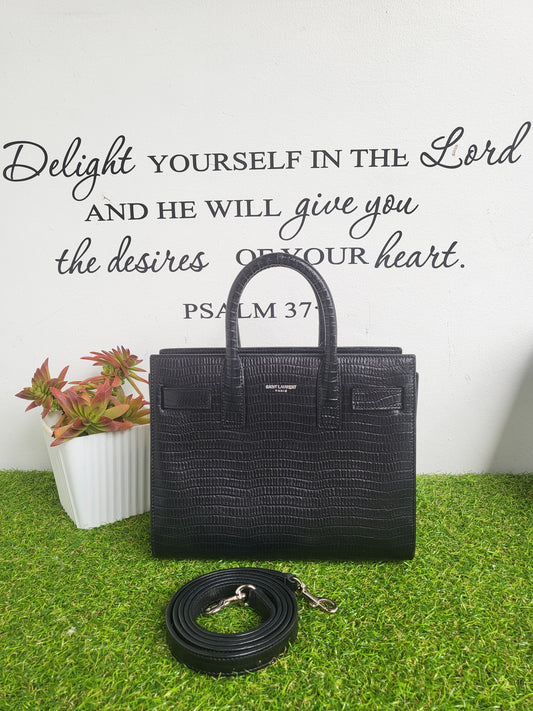 YSL SDJ nano croc embossed