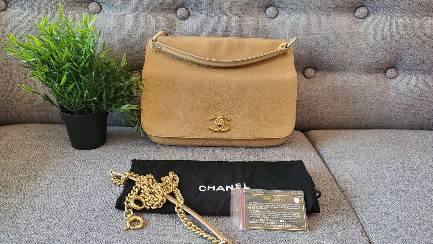Chanel beige flap w/ handle