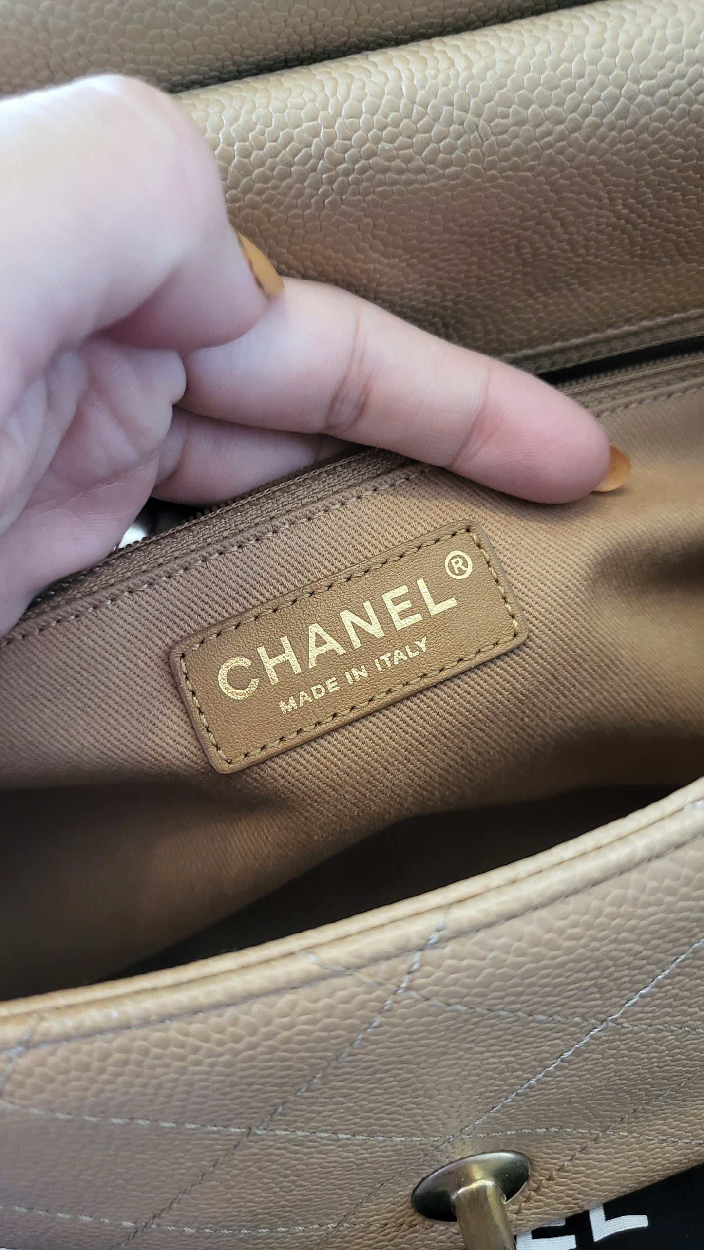 Chanel beige flap w/ handle