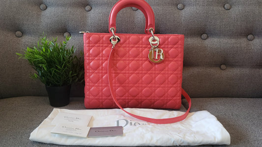 Lady Dior Large Coral