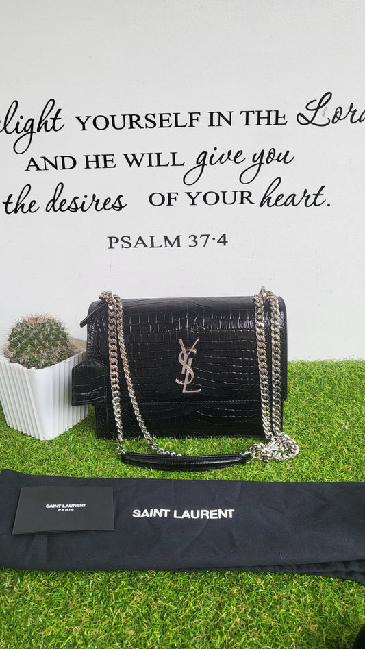 YSL sunset croc embossed