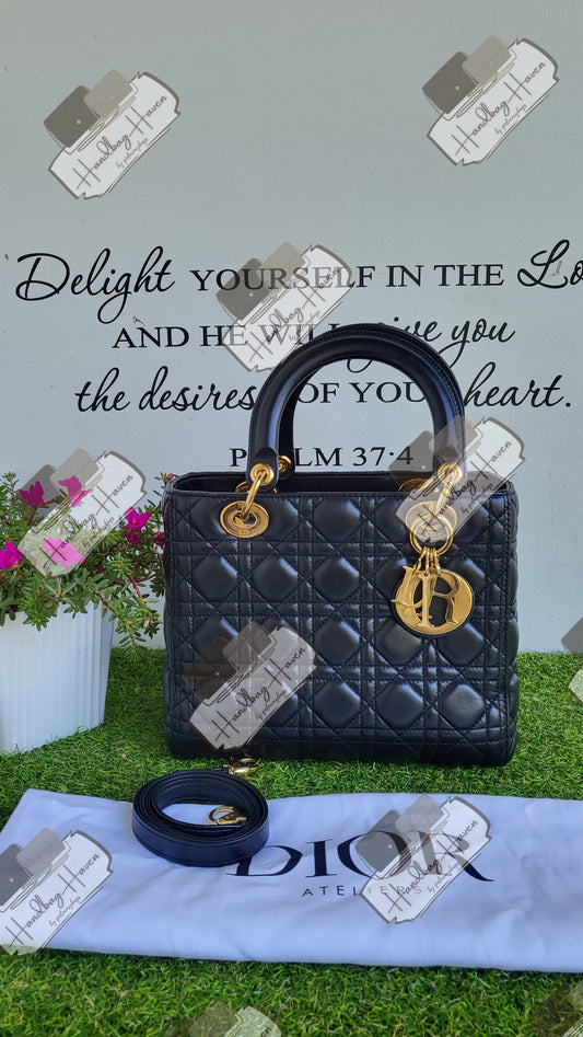 Lady Dior Medium Black GHW